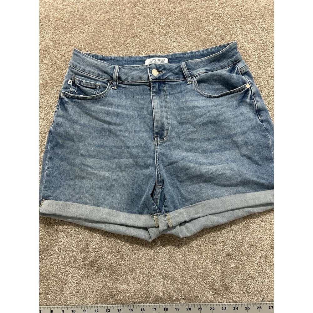 Judy Blue Sz 2XL Denim Shorts Cutoffs Cuff High Rise Stretch Summer Blue